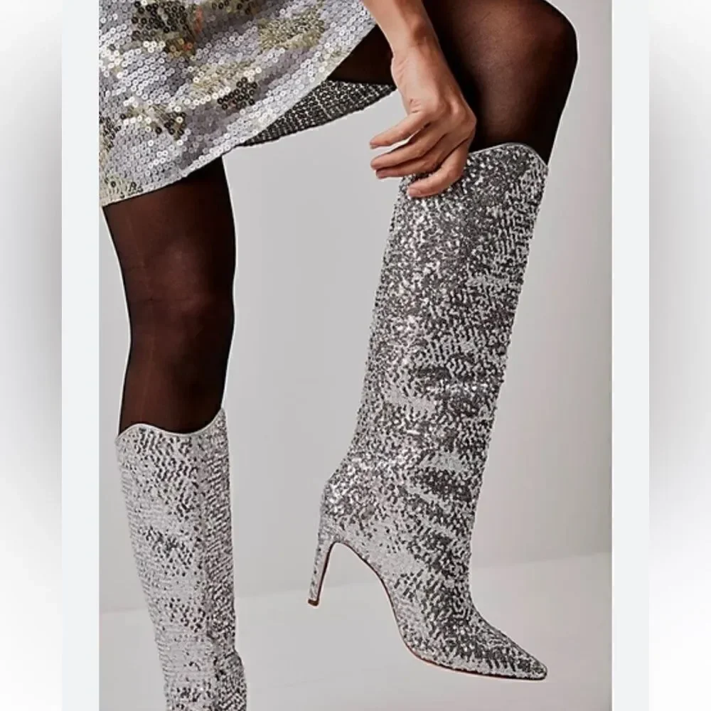 New Free People Vicenza After Midnight Sequin Boots